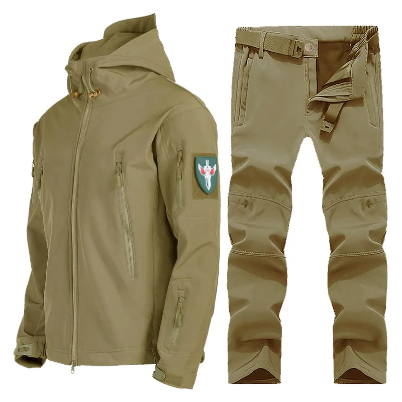 

Men Outdoor Hiking Suits Waterproof Hooded Windbreaker Coat Men Autumn New Casual Jacket Tactics Military Jackets Men 3XL