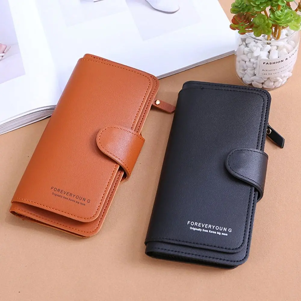 

Purse Coin Purse Women Girls Gift Solid Color Cash Clip Hasp Credit Card Holder Coin Purse Long Purse PU Leather Wallet