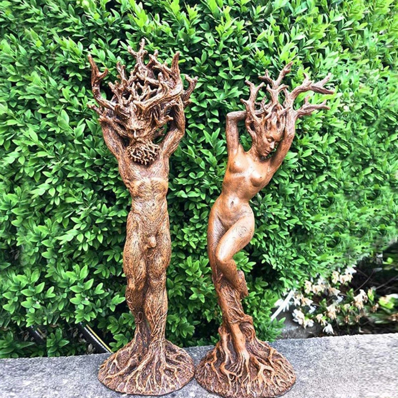 Forest Goddess Male/Goddess Statue Resin Ornament Home Decoration Garden Crafts Tree God Statue Ornament Practical and Beautiful