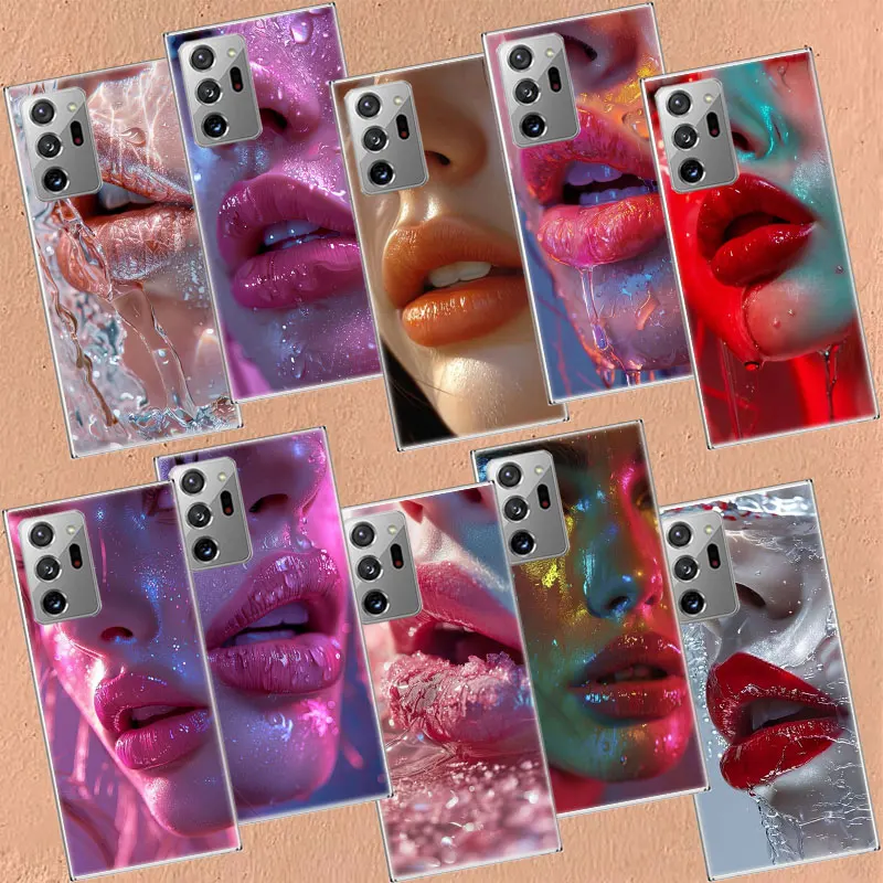 Чехол для телефона Passionate Sexy Fiery Red Lips Samsung Galaxy S22 S25+ Ultra S21 Plus Capa S20 S24 S23 FE S10 Cover Shell
