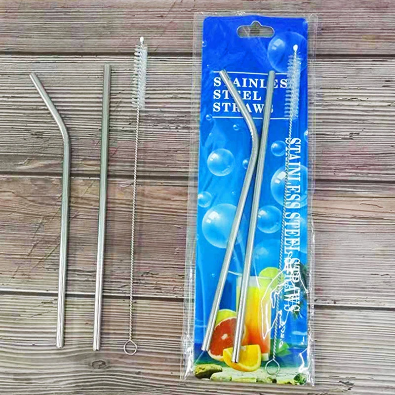 

Reusable Metal Smoothie Straws Reusable Stainless Steel Straw for Home Party Bar Drinking Accessories And Tool With Brush Straws