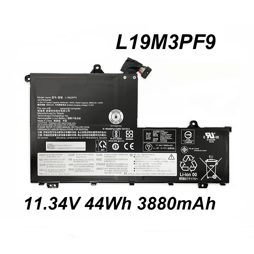 Аккумулятор L19M3PF9 для ноутбука Lenovo Thinkbook 14-IIL 14-IML 15-IIL 15-IML 20RW0045GE 11 34 в 44 Вт/ч 3880 мАч