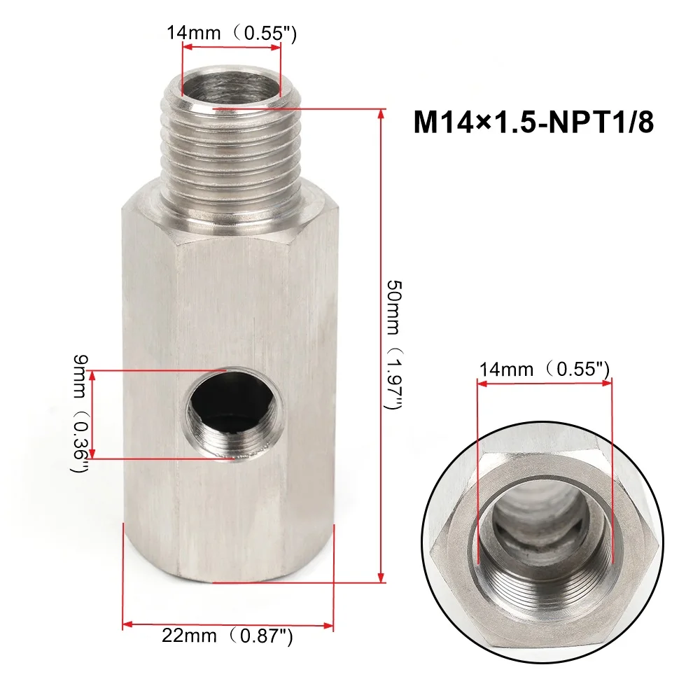 

Новый разъем датчика давления масла с боковыми отверстиями 1/8 NPT «мама» на 1/4NPT 1/8NPT 1/8BSPT M10 M12 M14*1,5 Тройник калибра линии подачи