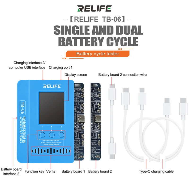 

Тестер аккумуляторного цикла RELIFE TB-06 обеспечивает восстановление здоровья и эффективности аккумулятора