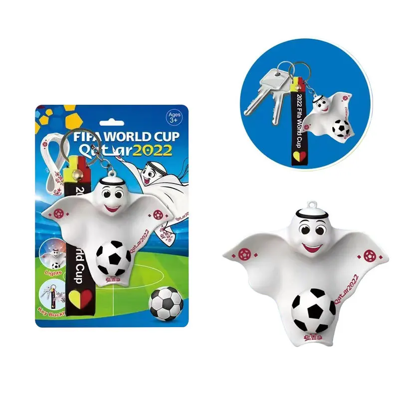 

5pcs/Lot FIFA WORLD CUP Qatar Football Mascot Key Ring Toys Lighted La'eeb Keychain Pvc Actopn Figure Doll Toys Wholesale