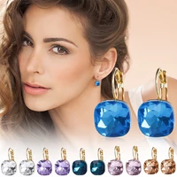6colors blue rhinestone fashion crystal womens earrings square dangle earrings for women trendy jewelry wholesale brinco bijoux
