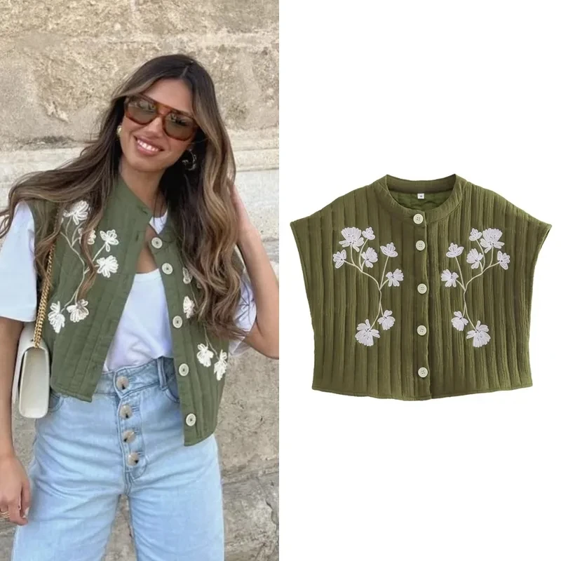 

HuaYang Traf Rarf Polyester 25 34 No Stuffing Embroidery Office Lady Floral Vests Women's Vest Low Price