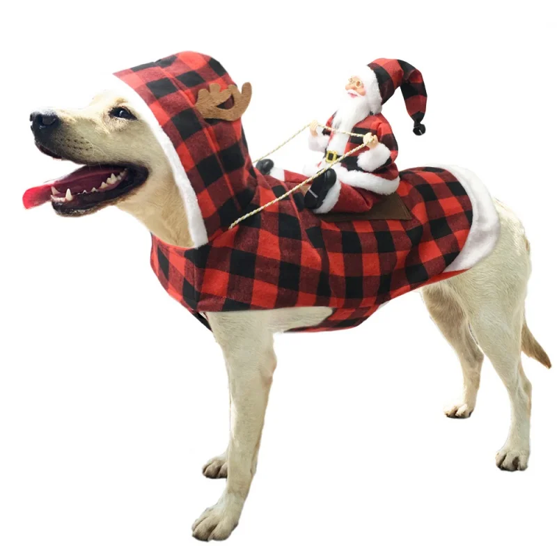 

Pet Dog Christmas Costume Santa Claus of Hacking Outfit Christmas Pet Clothes Riding Deer Outfit Pet Halloween