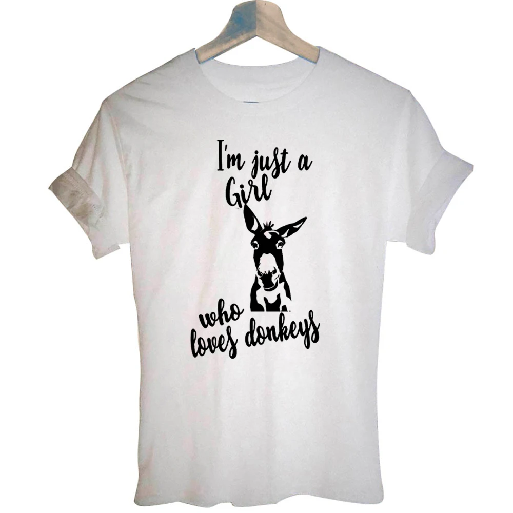 

Funny Girl Who Loves Donkeys T Shirts Girl Cotton O-Neck Short Sleeve Graphic T-shirt Streetwear Top Tees Women
