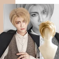 WEILAI Men's Short Wig Gold Black Middle Parted Bangs Synthetic Wig Men Women Cosplay Anime Party Daily Wigs