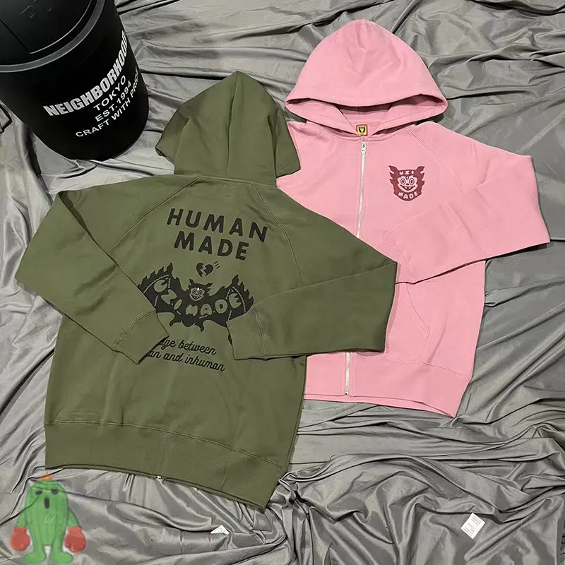 

23ss Bat Print Human Made Tracksuit Zip Hooded Sweatshirt Suit Cardigan Hoody Jacket Sweatpants Set