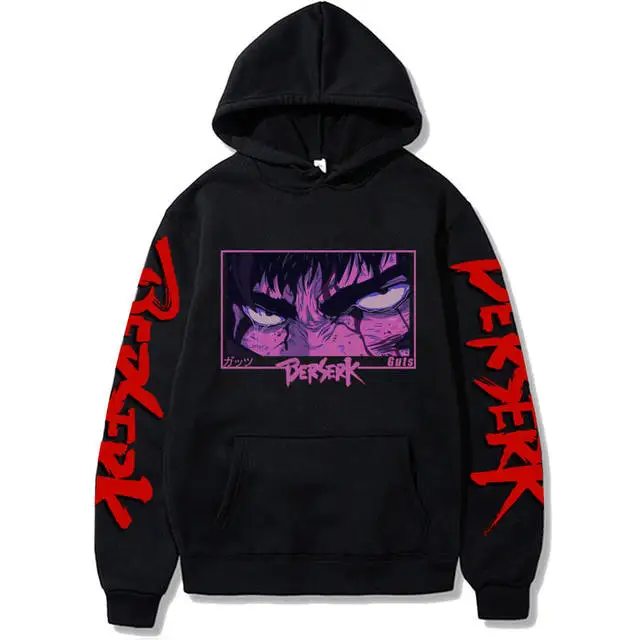 

Japan Anime Berserk Hoodies Harajuku Guts Eyes Manga Hooded Sweatshirt Gothic Winter Pullover Fashion Long Sleeve Men Black