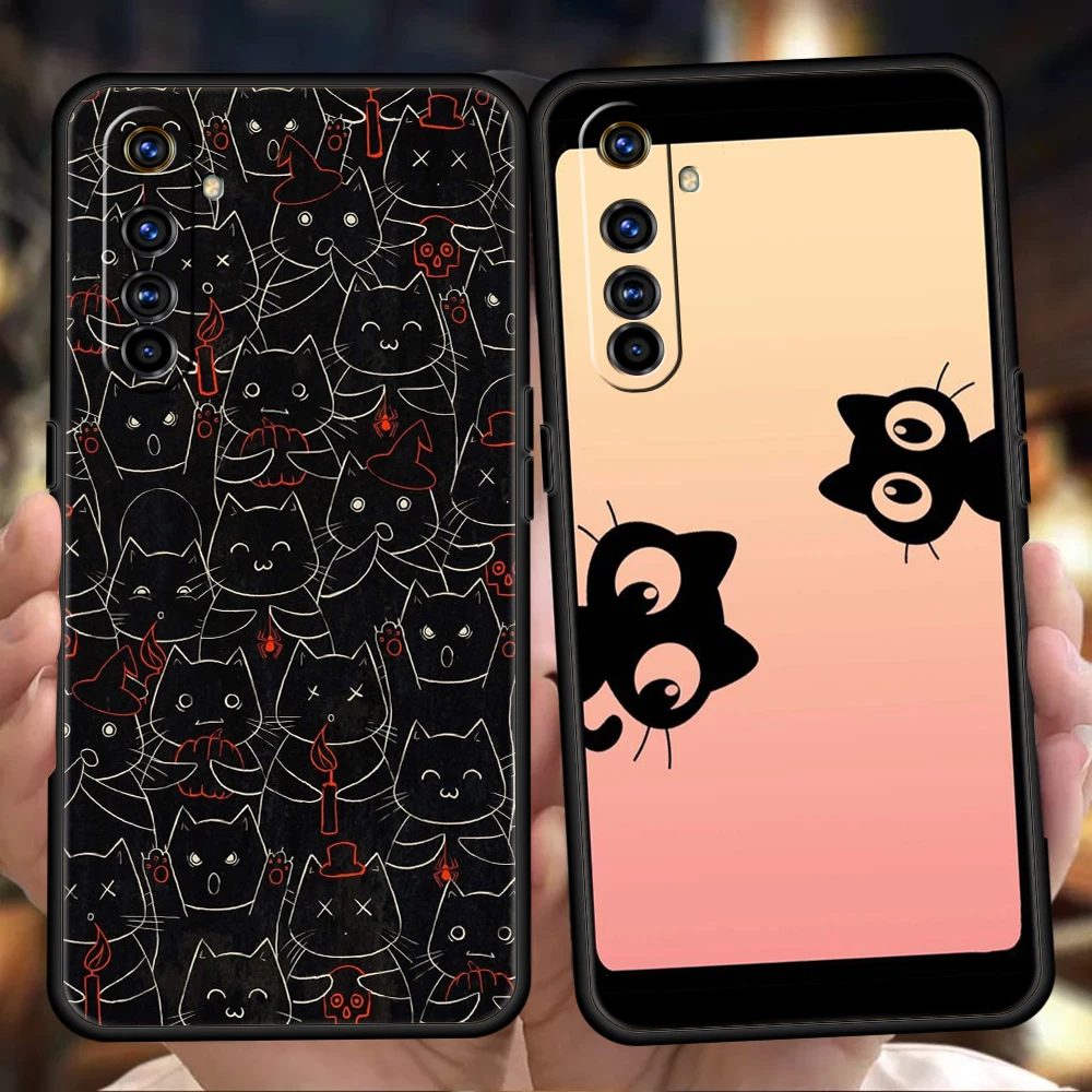 

Black Cat Phone Case Cover for Realme 8 9 10 Pro 8i 9i C3 C11 C21 C25 C35 GT2 GT Neo 2 3 3T Plus 5G Silicone Soft Shell Capa Bag