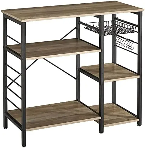 

Kitchen Baker\u2019s , Coffee Bar, Utility Storage Shelf, Microwave Oven Stand, 4-Tier+3-Tier Table for Spice , Simple Assembly