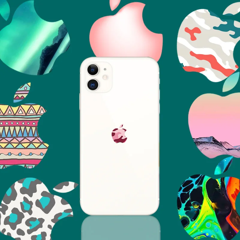 

Разноцветные наклейки для iPhone 11, 12, 13, 7, 8, Xr, X, наклейки с логотипом на заказ