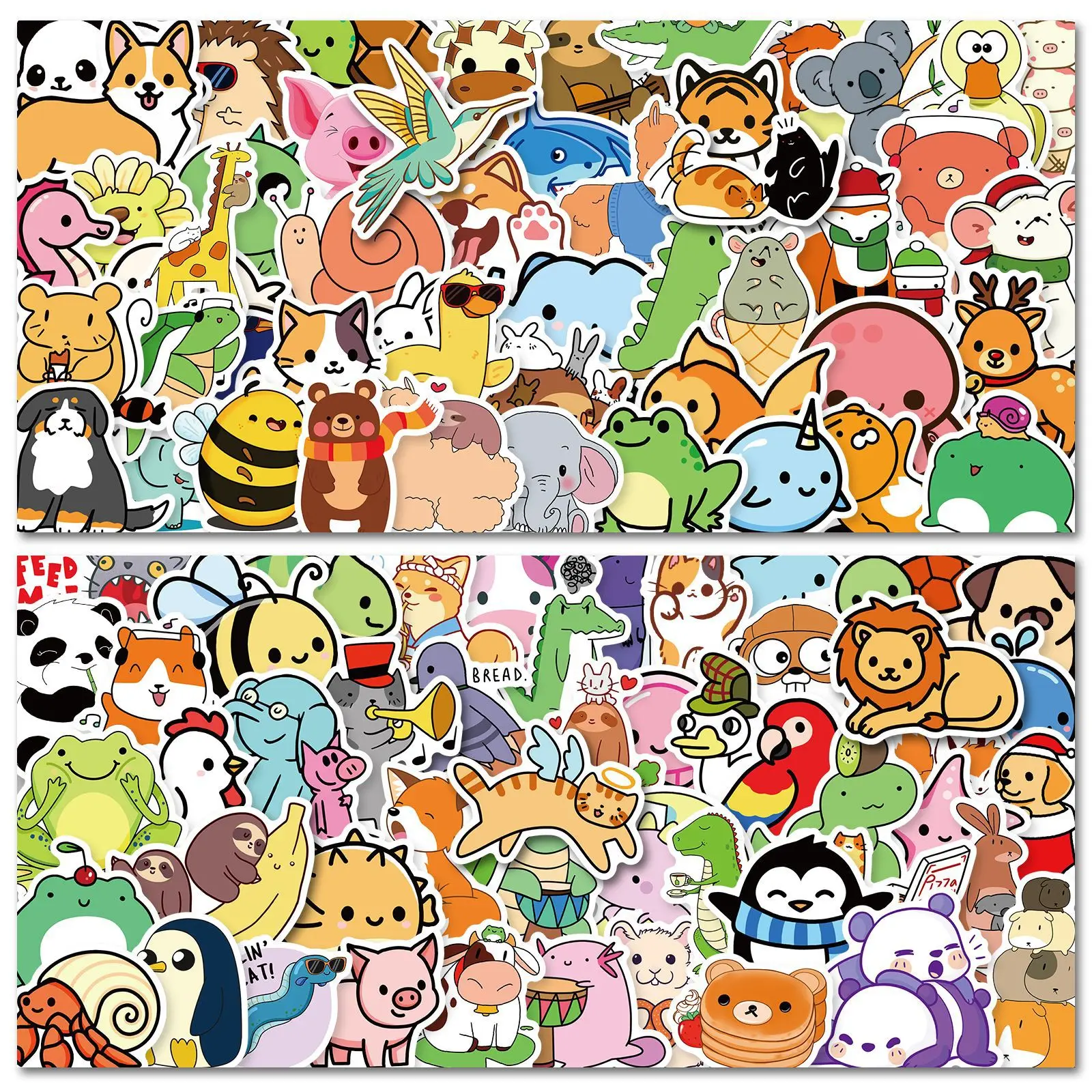 

50-100 Cute Little Animal Stickers, Children's Toys Cartoon Cute Animal Head Stickers, Students and Children's Reward Stickers