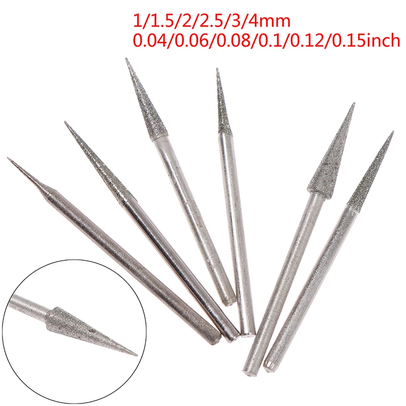 

6 Pcs 1-4mm Diamond Grinding Head Needle Bits Burrs Engraving Carving Tool 2.35mm