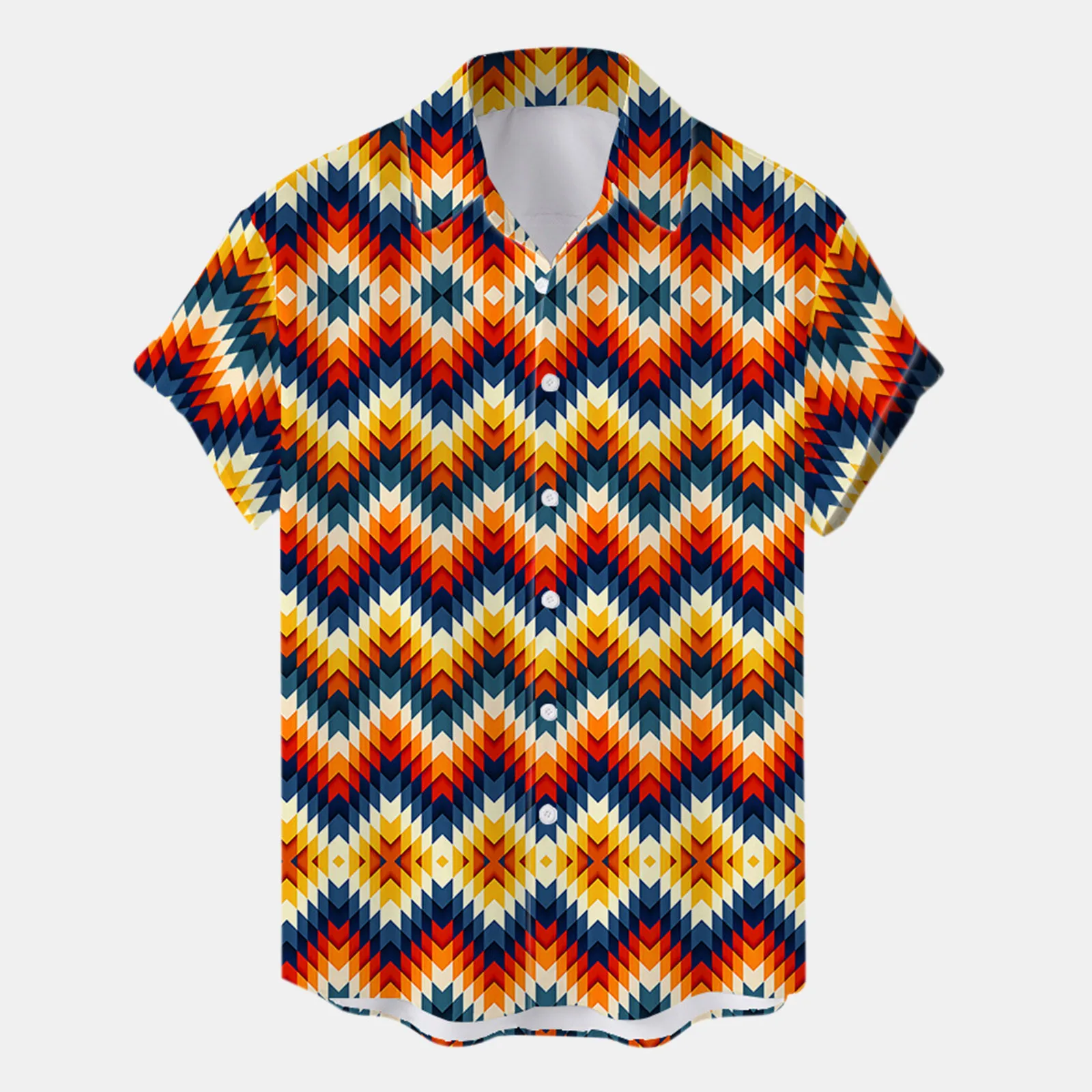 

Мужская Летняя гавайская рубашка с геометрическим принтом, блузка с короткими рукавами и отложным воротником, технологичная Футболка Sun 4