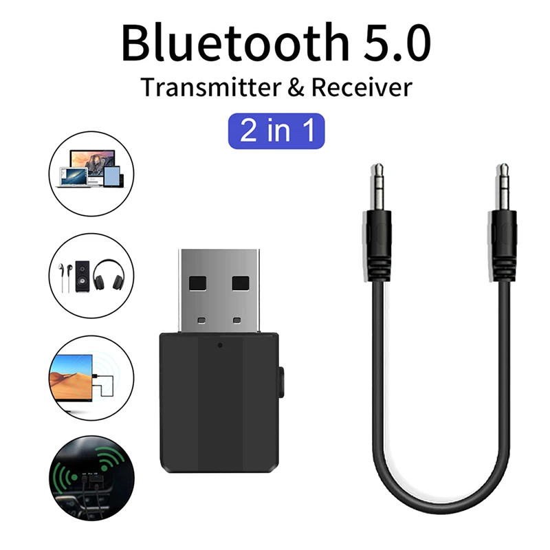 

USB Bluetooth5.0 Transmitter Receiver Mini 3.5Mm AUX Stereo Wireless Music Adapter For Car Radio TV Bluetooth Earphone