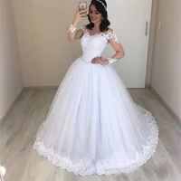 2022 new beautiful elegant vintage princess ball gown dresses long sleeves lace appliques wedding white bridal dresses