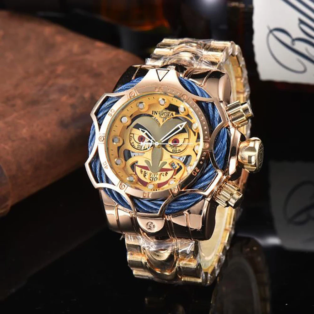 Мужские кварцевые часы с ремешком из проволоки 2024 со стальным и большим