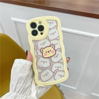 fashion wavy art bears cartoon transparent silicone bumper case for iphone 13 12 11 pro max x xs xr hybrid shockproof phone capa