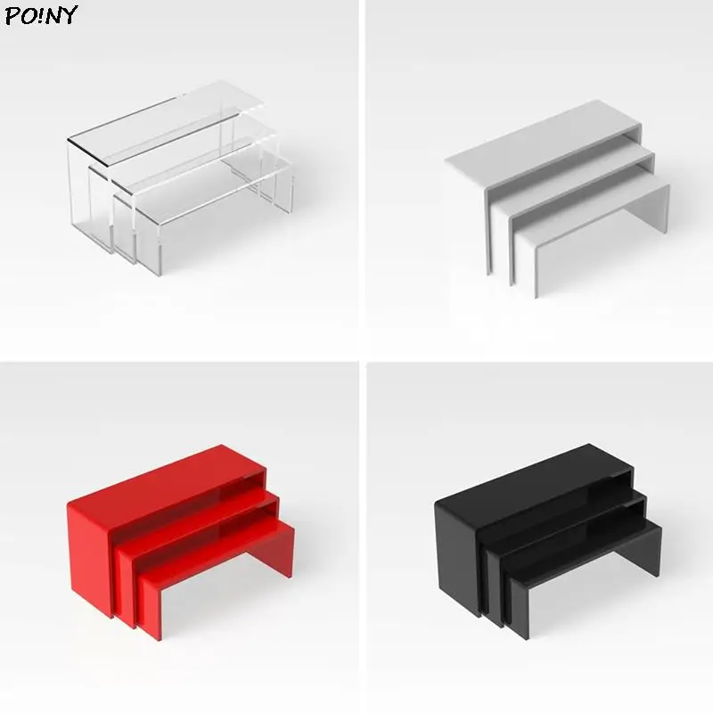 

3Pcs/Set Acrylic U Type Counter Window Hats Shoes Glasses Display Stand Cabinet Jewelry Storage Rack Shelf Home Organizer