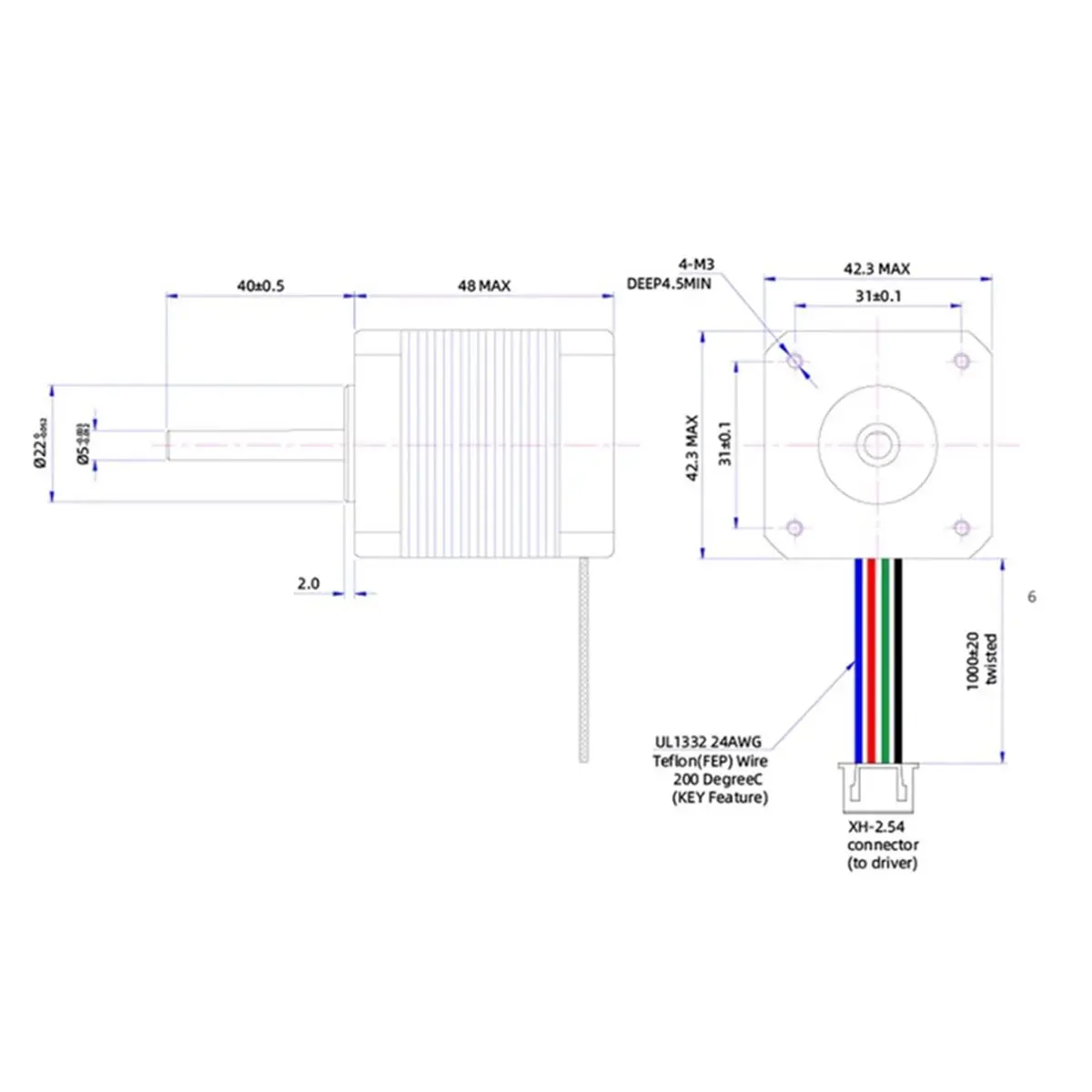 Фото (ABAB) 2 шт. Супермощный шаговый двигатель 42STH48-2804AH(40R) Nema 17 для 3D-принтеров Voron VzBoT, с длинным валом, для крепления №1