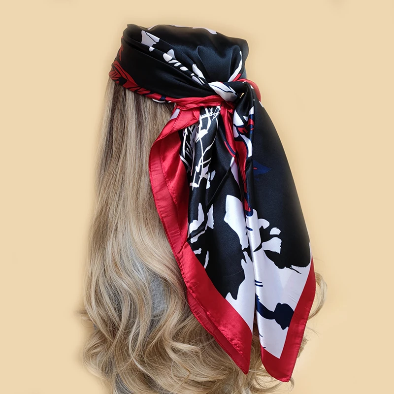 

Silk Hair Scarf Scarftop Women Summer Satin Headscarf Foulard Bandana Cheveux Soft Neckerchief Hijab For Ladies