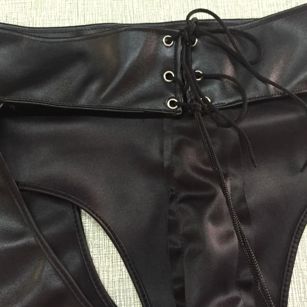 Mens Skinny Pants Tight Trousers Patent Shorts Breifs Body Suit Open File