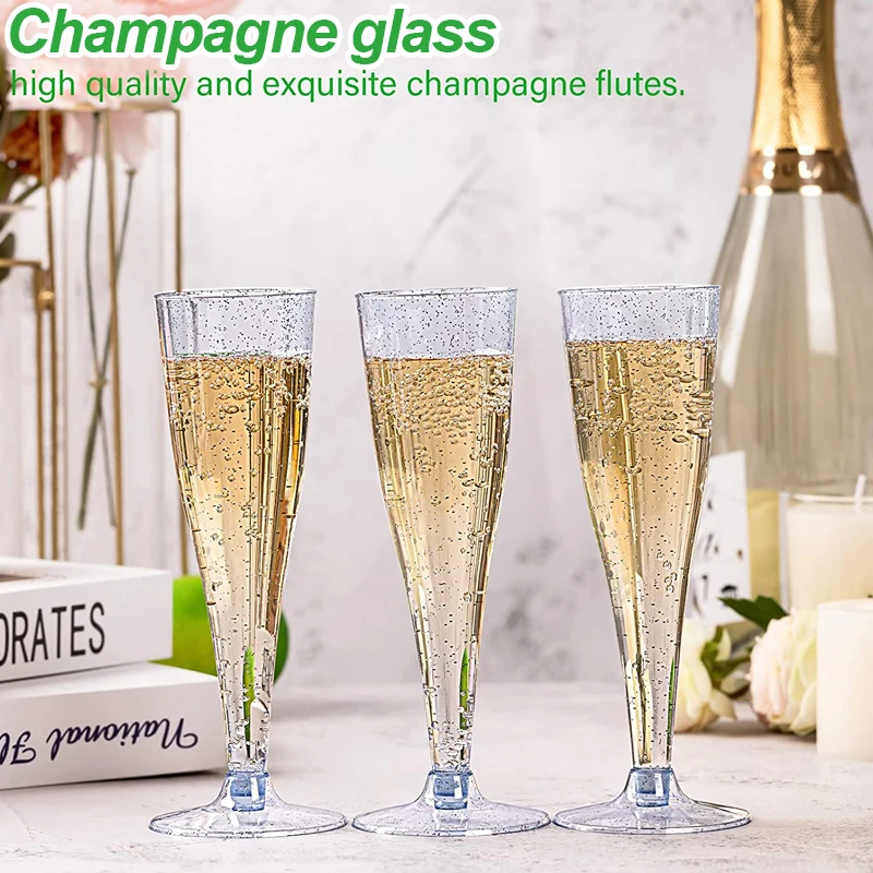 

Glitter Plastic Champagne Flute Glasses Disposable Toasting Cup Wedding Toasting Glasses For Wedding Baby Shower Party Supply