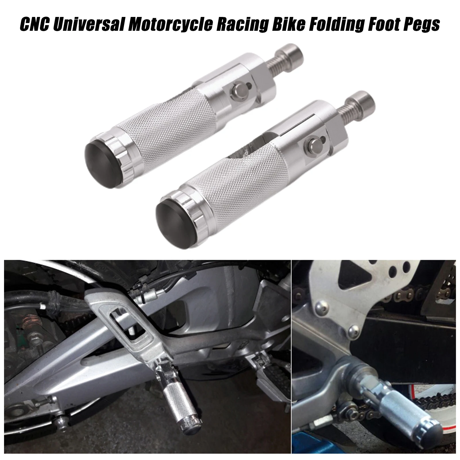 

2pcs Motorcycles Foot Pegs Aluminum Alloy Folding Foot Pedals Set Anti-Skid Universal Footrests For Electric Motorbike Bicycle