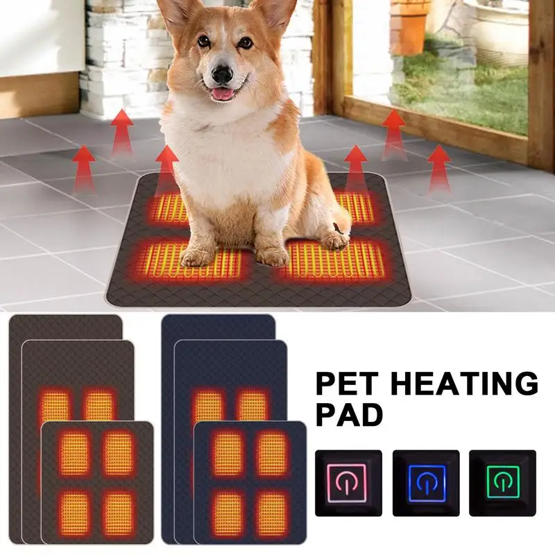 

Cat Warming Pad Adjustable Rapid Warming USB Heated Bed Breathable 4-Zone Heating Warming Pet Mat for Backyard Home Car Travel