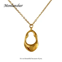 monlansher statement irregular gold metal open pendant necklace women minimalist stainless steel layering necklaces jewelry