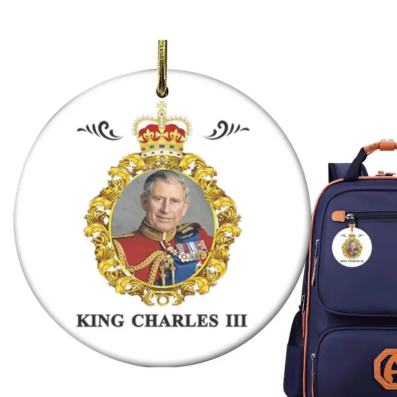 

King Charles III Pendant King Charles III Union Jack Coronation Cramics Pendant Large Coronation King Charles Pendant New King