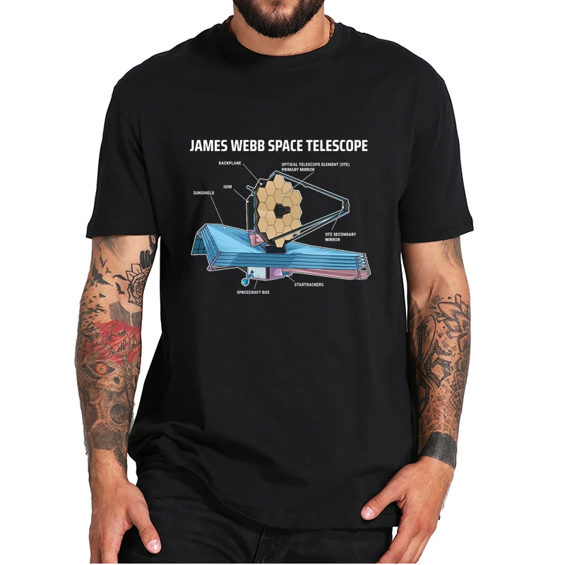 

JWST James Webb Space Telescope T-Shirt 2021 Science Universe Essential Casual Men's Tee Tops 100% Cotton EU Size For Unisex