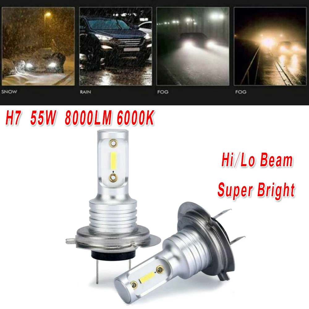 

Parts LED Headlight Replacement Xenon 8000LM Aluminum Alloy Built-in DC12-24V H7