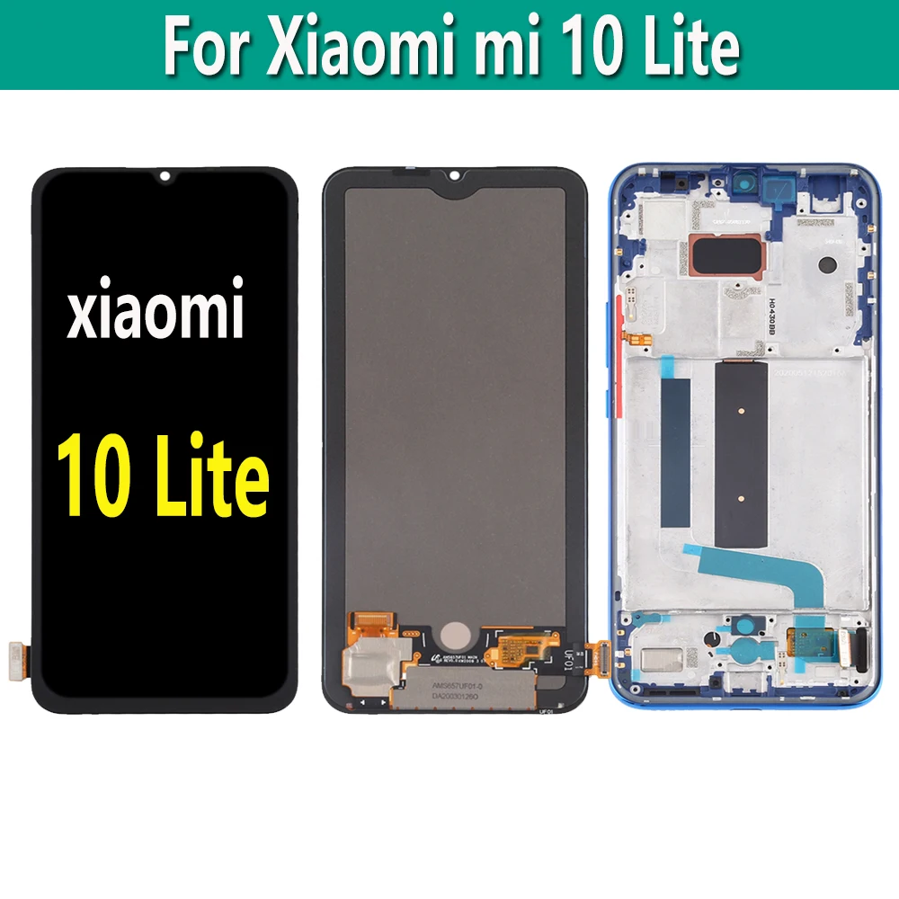 Enlarge Original AMOLED For Xiaoni Mi 10 Lite 5G M2002J9G M2002J9S LCD Display Touch Screen Digitizer Assembly For Xiaomi Mi10 Lite LCD