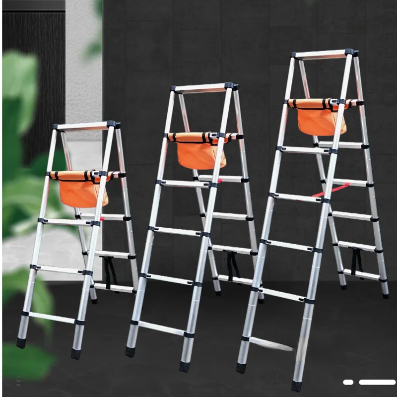 

1.4M+1.4M Thickened Stainless Steel Telescopic Ladder Lightweight 5-step Ladder Herringbone Portable Folding Engineering Ladder