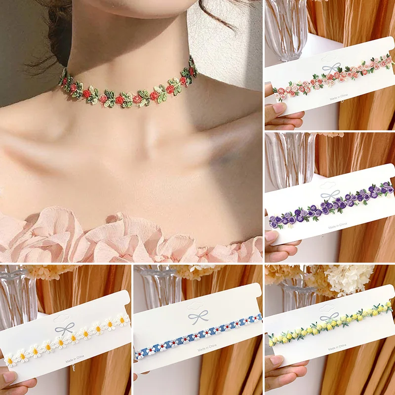 

Sweet Flowers Lace Necklace Design Quality Girls Embroidery Women Good Fashion Embroidered