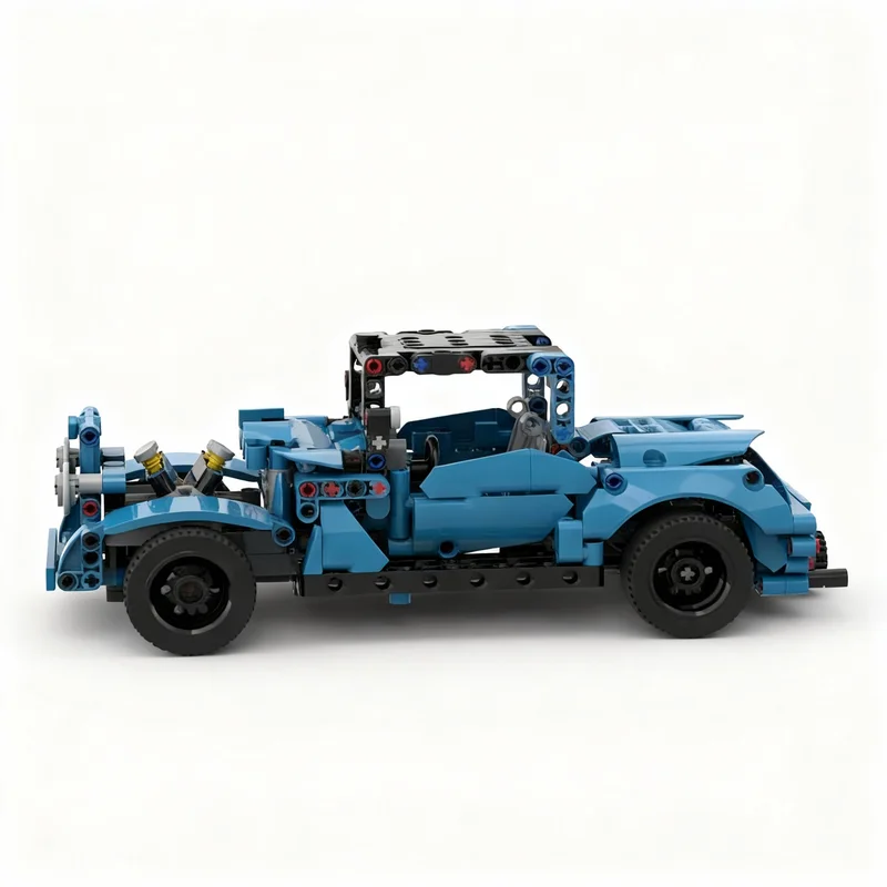 Фото 546 деталей MOC Technical Hot Rod, альтернативная модель для сборки, строительные блоки, рождественские подарки, архитектурная игрушка, художественное ремесло, сборные кирпичики. №3