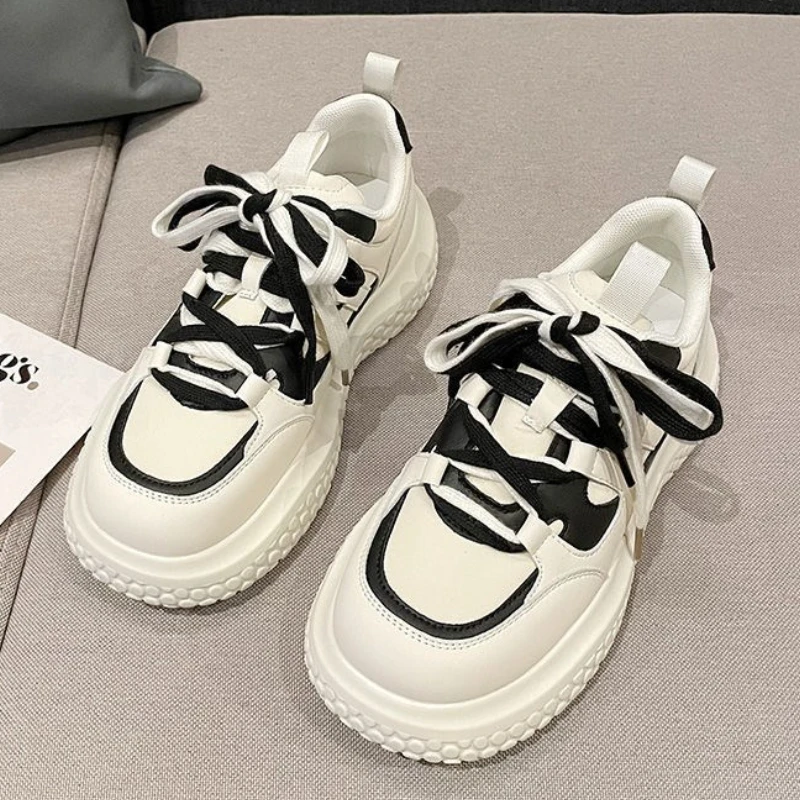 

Ricaqico 2022 New High Quality Women Flats Sneakers Fashion Thick Sole Casual Ladies Vulcanized Shoes Platform Sneaker for Women