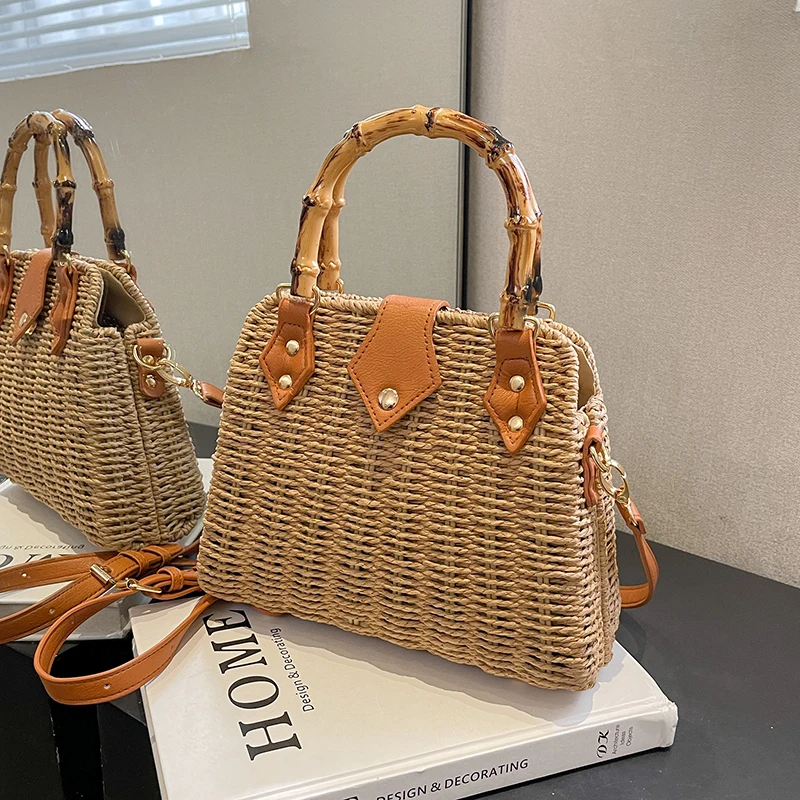 Straw Bags for Women 2023 Summer Rattan Bag Handmade Woven Beach Bag Bohemia Bali handbags tote bag shoulder crossbody bag purse