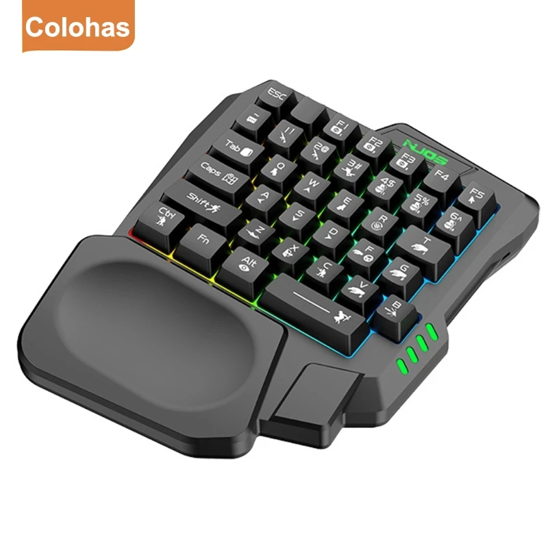 Wired One-handed Keyboard RGB USB 35 Keys Luminous Gaming Keyboards Tablet Keypad Ergonomics Gamer Keycap With Hand Rest