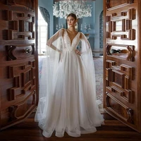 sumnus vintage v neck wedding dress tulle lace appliques sleeveless long floor length robevestidos de novia vestidos de novia