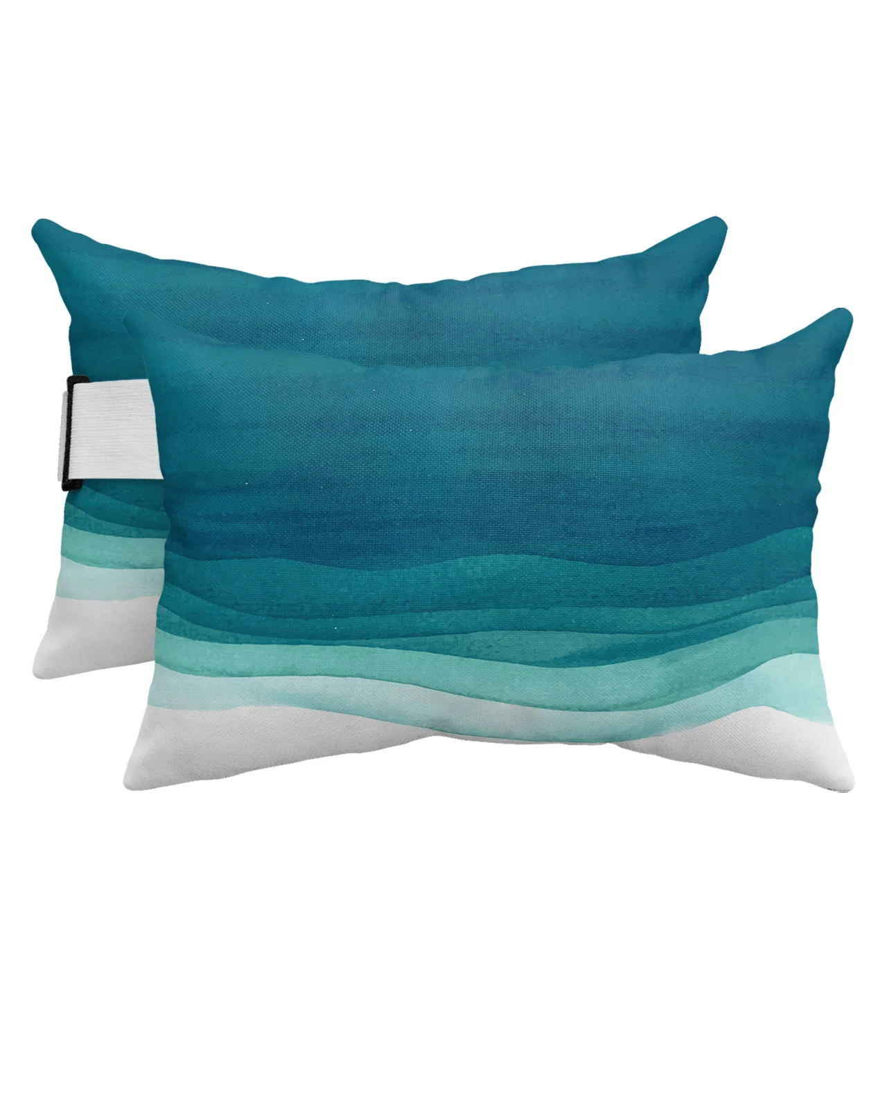 

Gradient Blue Watercolor Waterproof Pillow With Insert Adjustable Elastic Lounge Recliner Office Chair Head Lumbar Travel Pillow