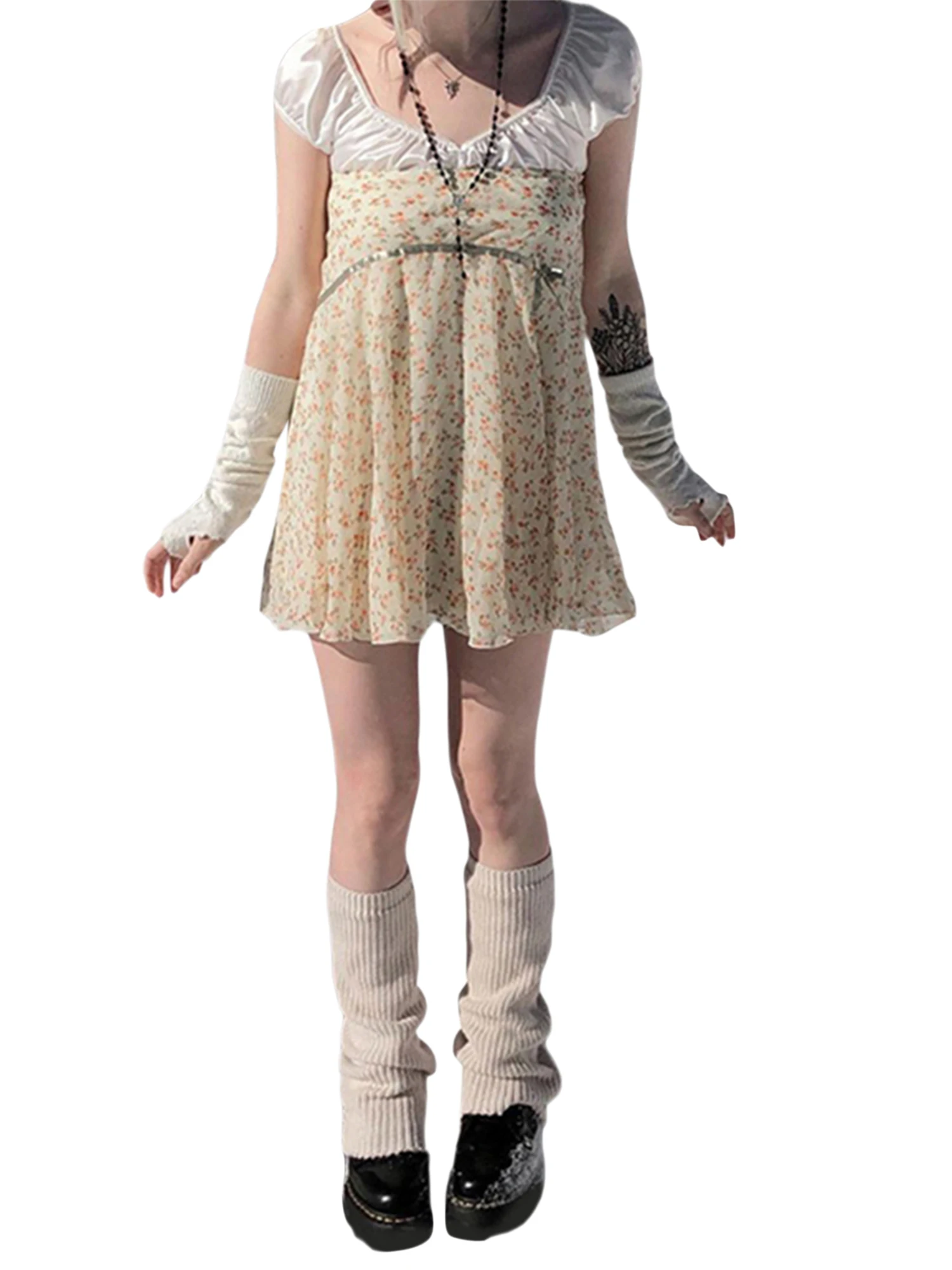 

Женское Короткое мини-платье с цветочным принтом и молнией