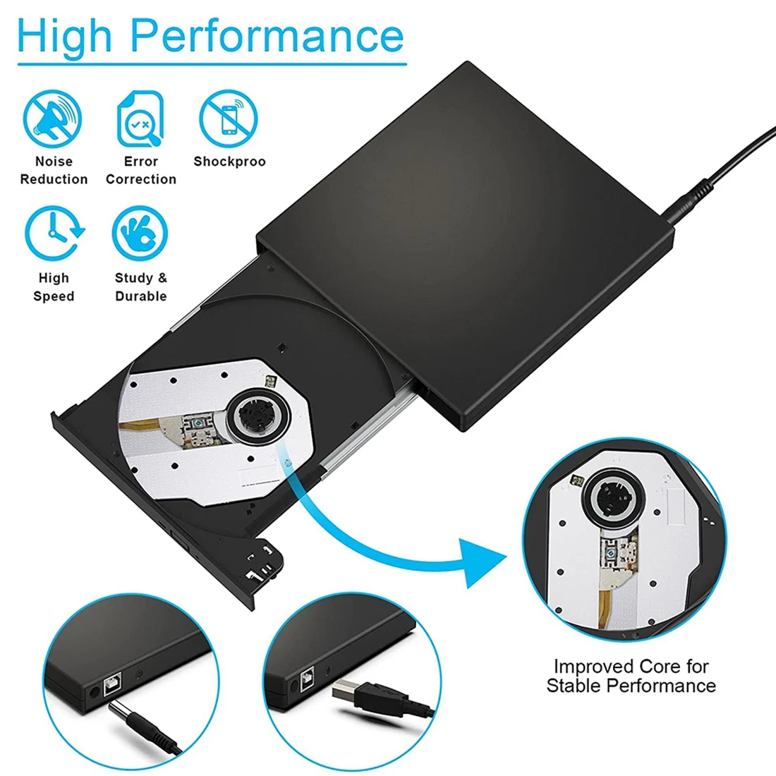 Внешний оптический привод USB 2.0 DVD CD/DVD ROM-плеер Оптический RW Устройство записи