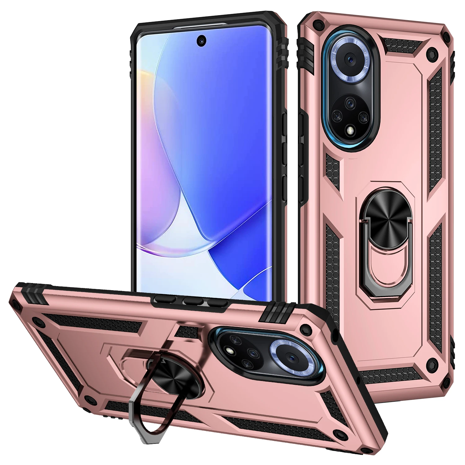

For Huawei HONOR 50 NOVA 9 Phone Case Fashion Anti-fall Armor Rugged With Car Magnetic Ring Holder Shockproof TPU Protect Cover