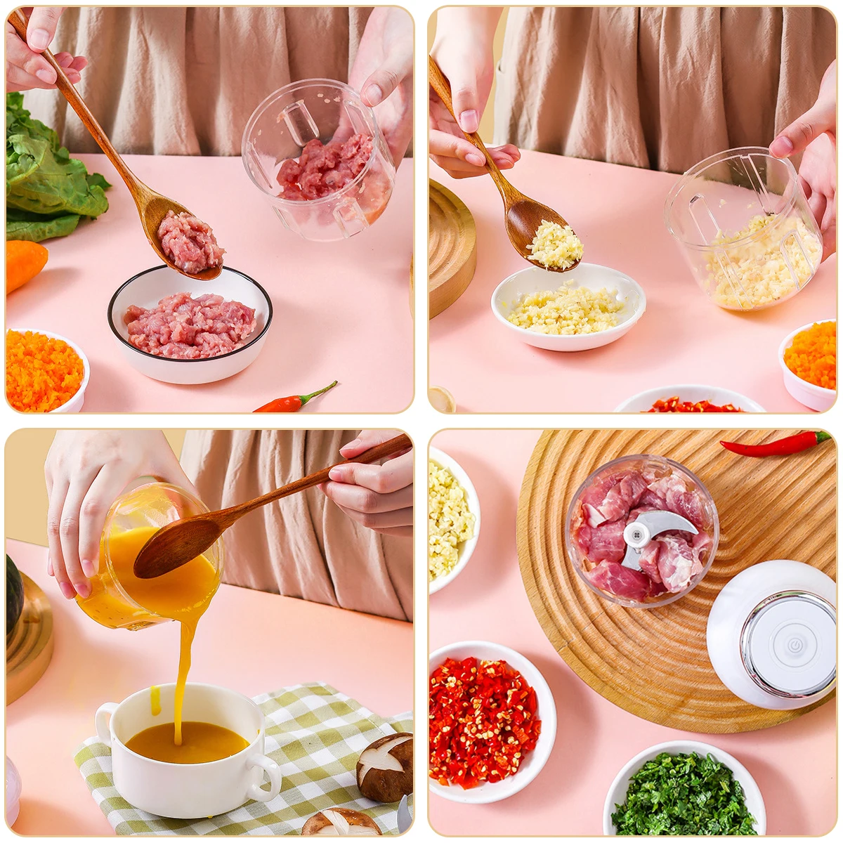 250 мл Мини электрический чесночный измельчитель Пищевой резатель Мясорубка Имбирь Толкатель Машина Чили Овощной Дробилка Кухонный инструмент.